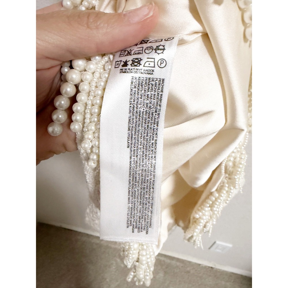 Mango Womens Pearl Textured Mini Dress Halter Neck Sleeveless Off White Small - Picture 8 of 9